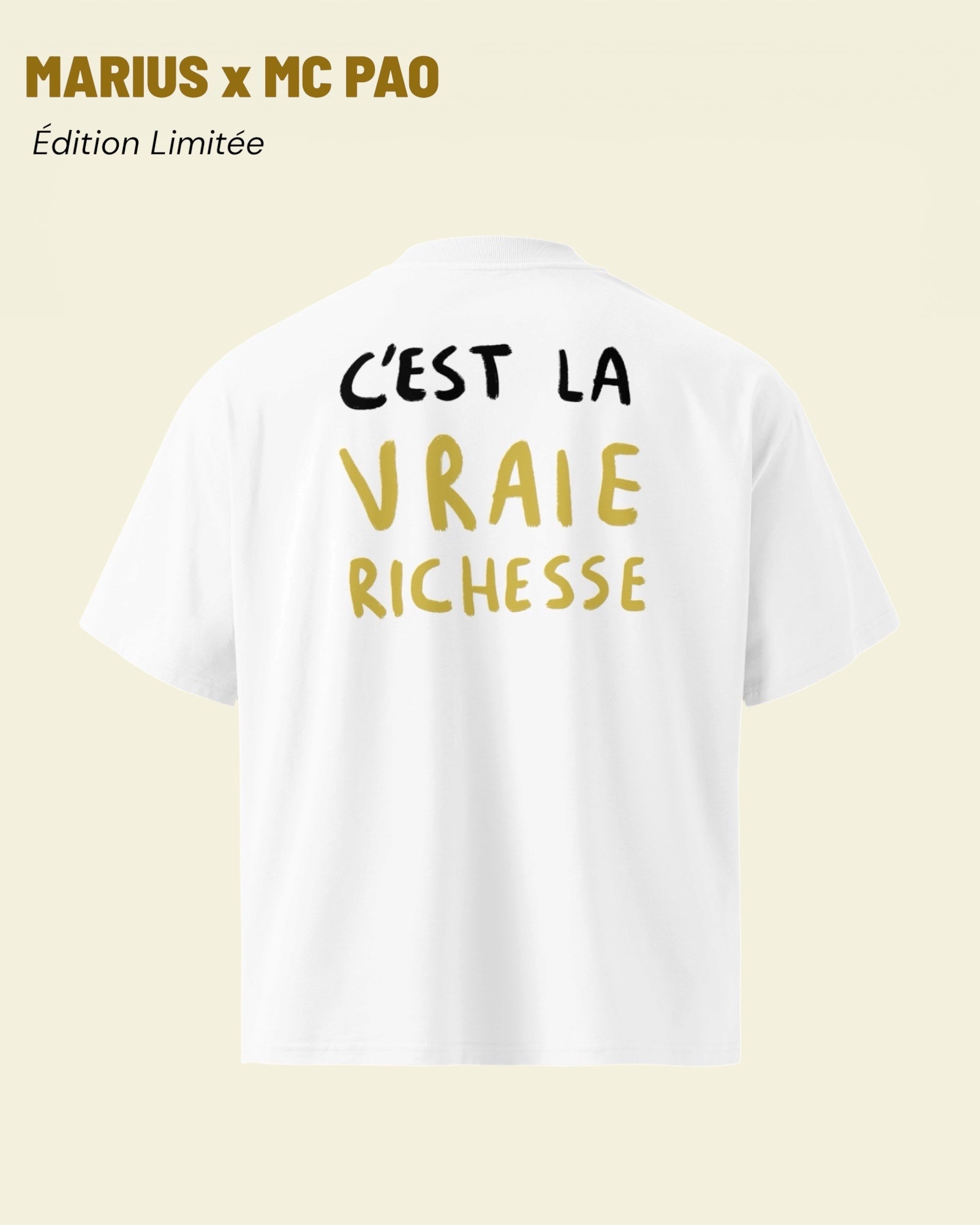 T-shirt « LA VRAIE RICHESSE » - Col Montant OVERSIZE
